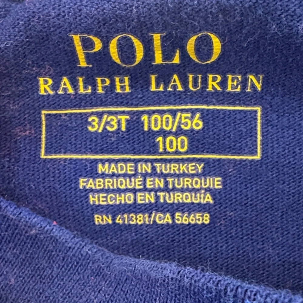 Ralph Lauren Kids Long Sleeve Shirt with Bear Graphic - Blue white spot by hand